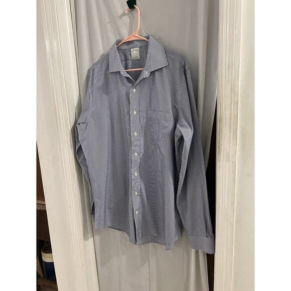 Brooks Brothers Milano Dress Shirt Men’s 17-37 Blue Striped Button-Up Preppy - Picture 1 of 5